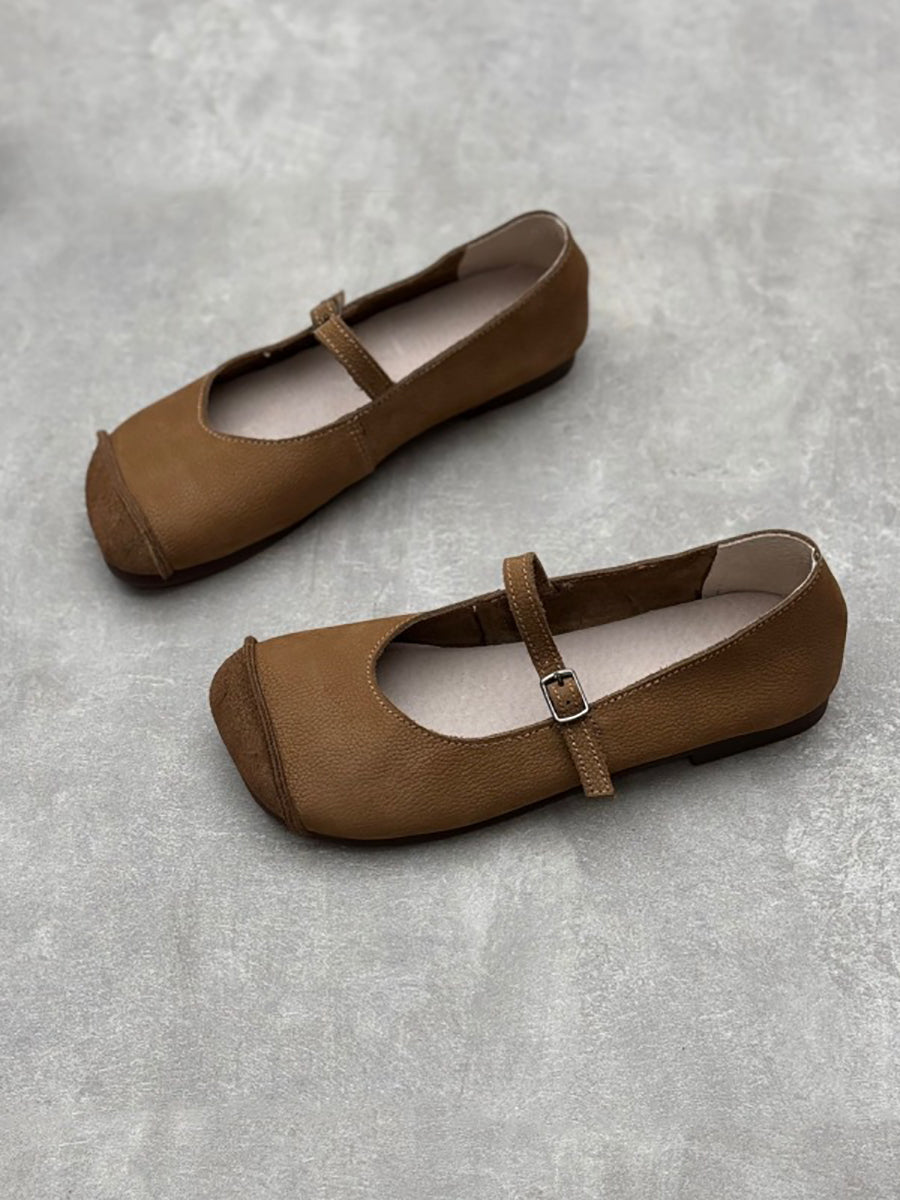 Summer Soft Leather Low Heel Shoes Oo1021