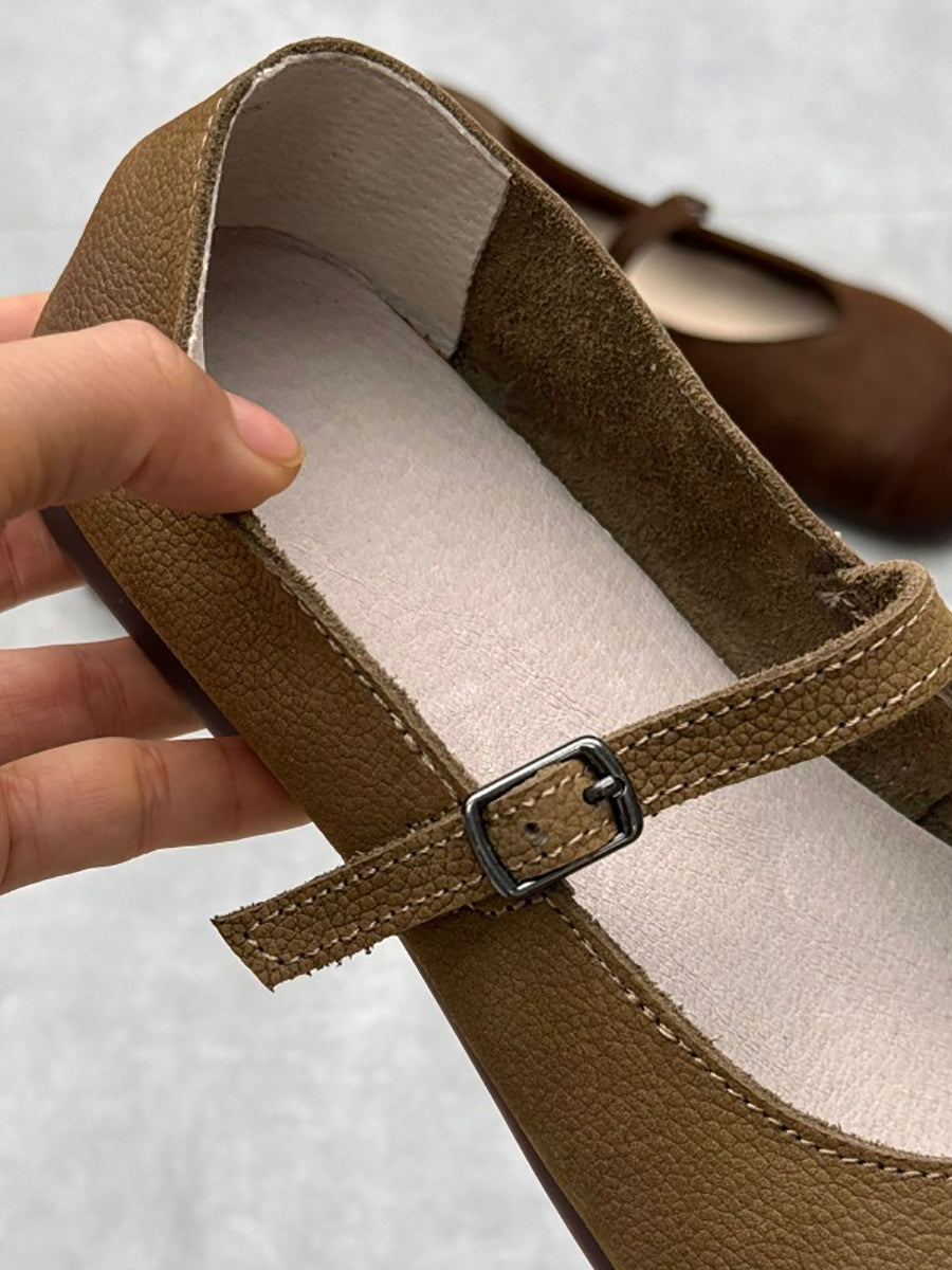 Summer Soft Leather Low Heel Shoes Oo1021