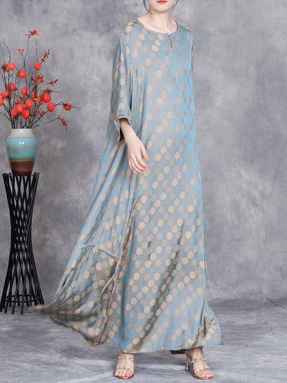 Summer Artsy Dot Irregular Strap Maxi Dress Op1030