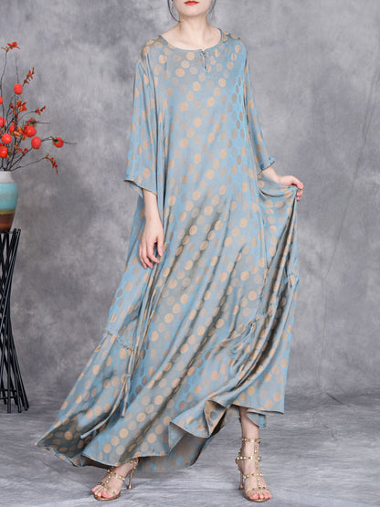 Summer Artsy Dot Irregular Strap Maxi Dress Op1030