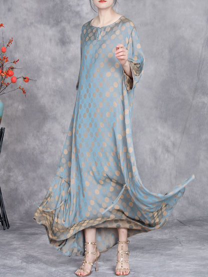 Summer Artsy Dot Irregular Strap Maxi Dress Op1030