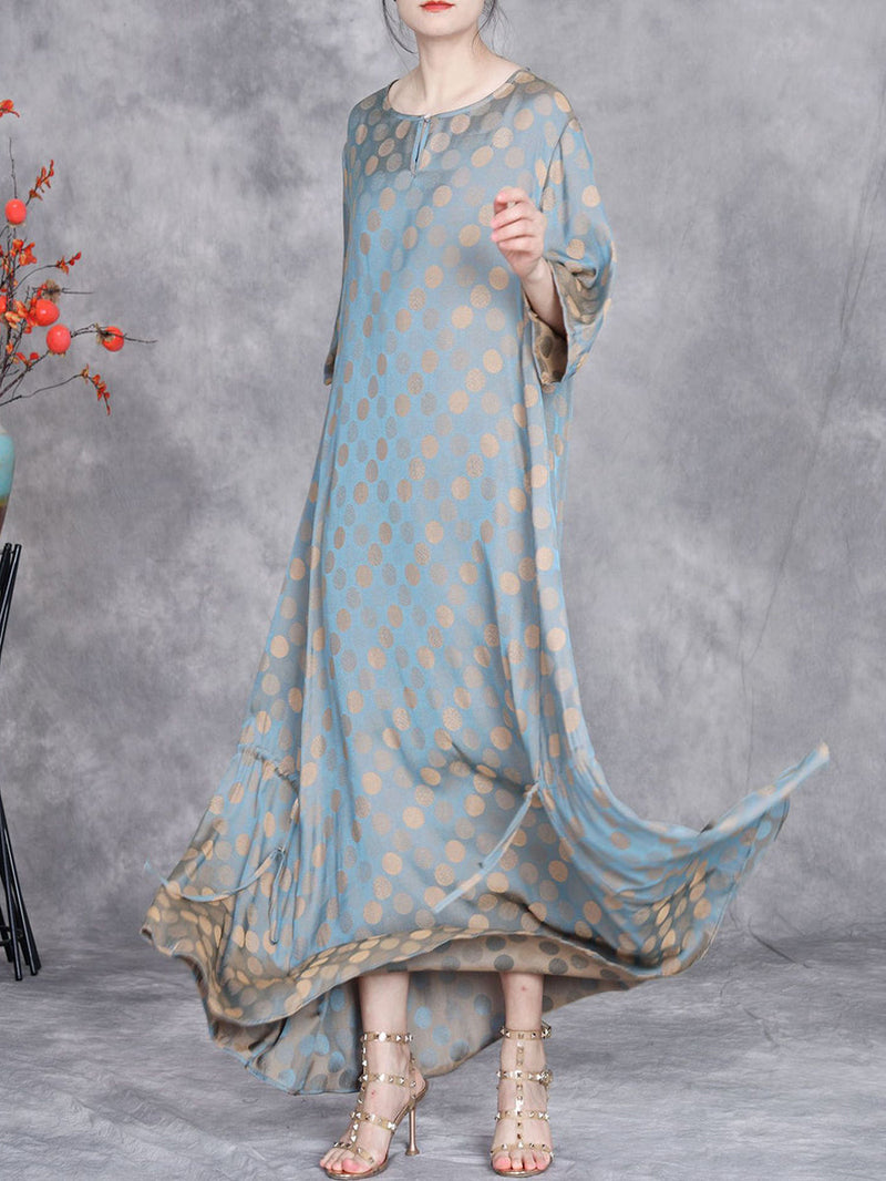 Summer Artsy Dot Irregular Strap Maxi Dress Op1030