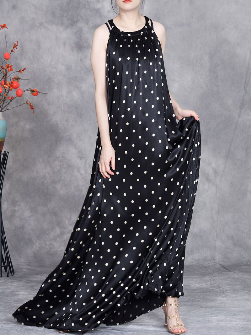 Summer Dot Loose Vest Maxi Dress Op1031