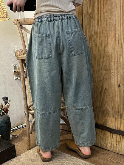 Summer Retro Frayed Denim Wide-leg Pants Oo1049