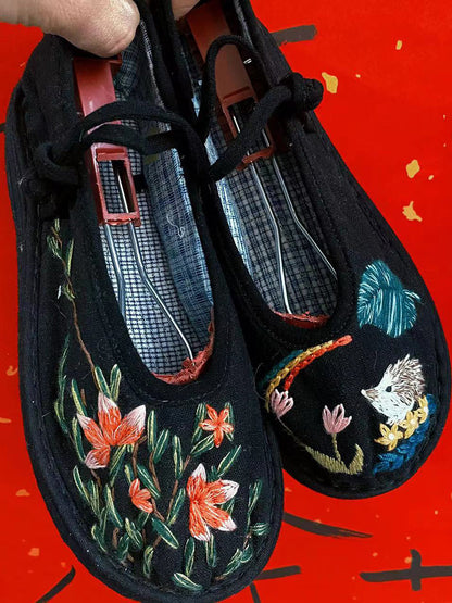 Summer Embroidery Linen Flat Shoes Ii1022