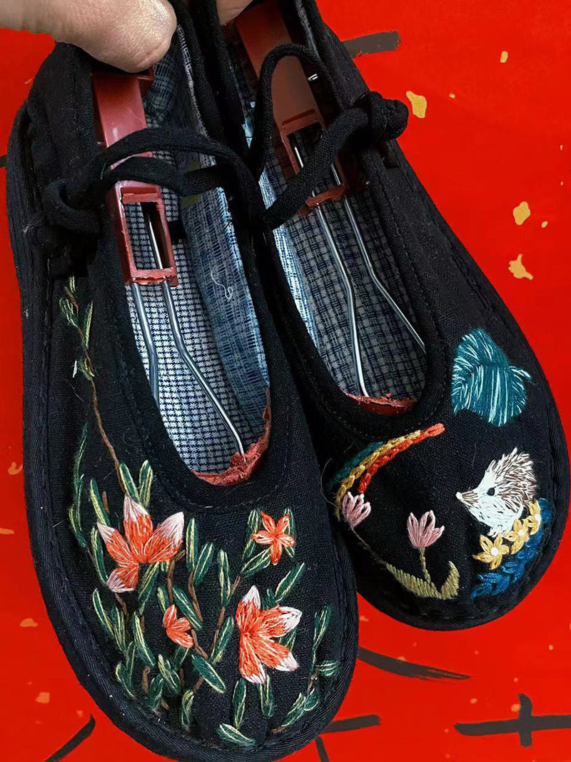 Summer Embroidery Linen Flat Shoes Ii1022