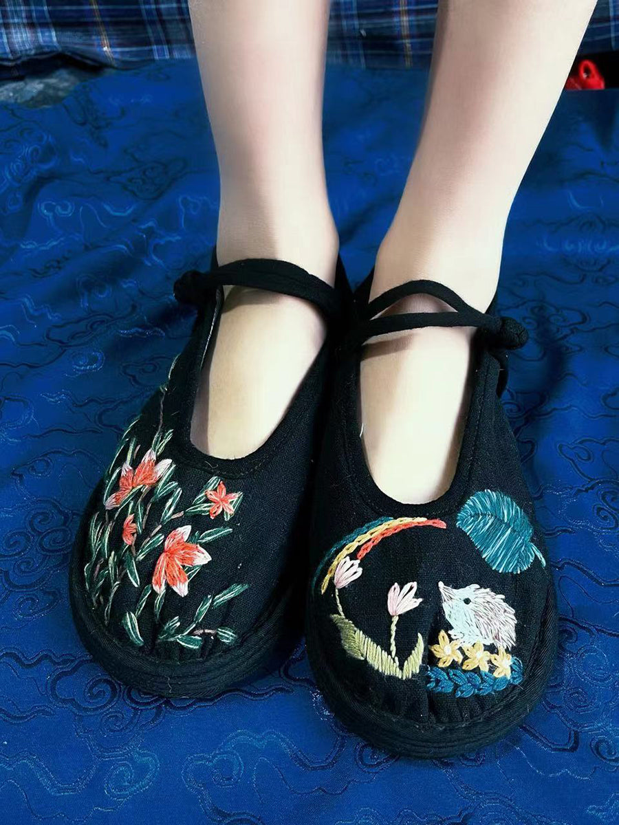 Summer Embroidery Linen Flat Shoes Ii1022