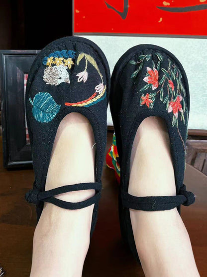 Summer Embroidery Linen Flat Shoes Ii1022
