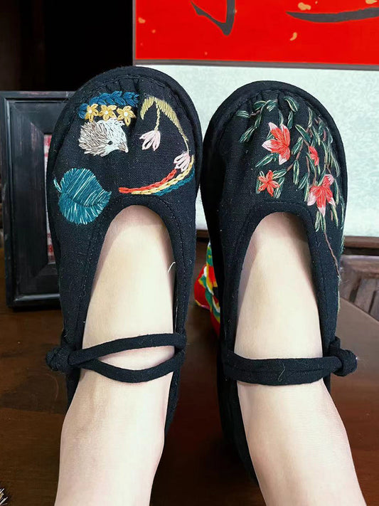 Summer Embroidery Linen Flat Shoes Ii1022