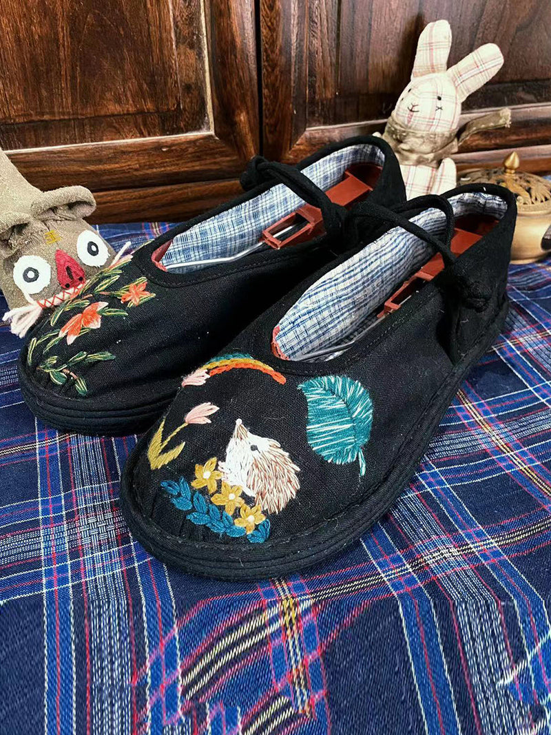 Summer Embroidery Linen Flat Shoes Ii1022