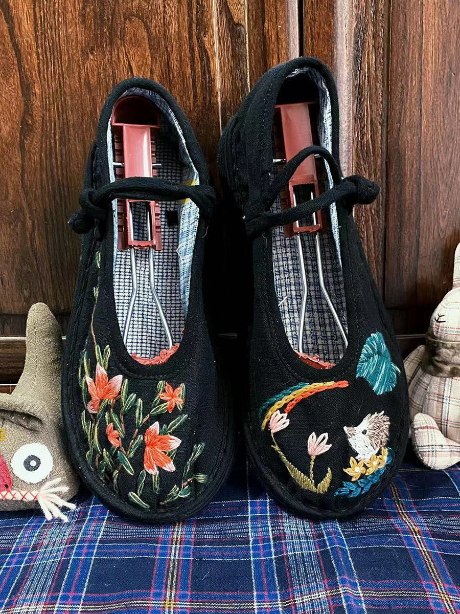 Summer Embroidery Linen Flat Shoes Ii1022