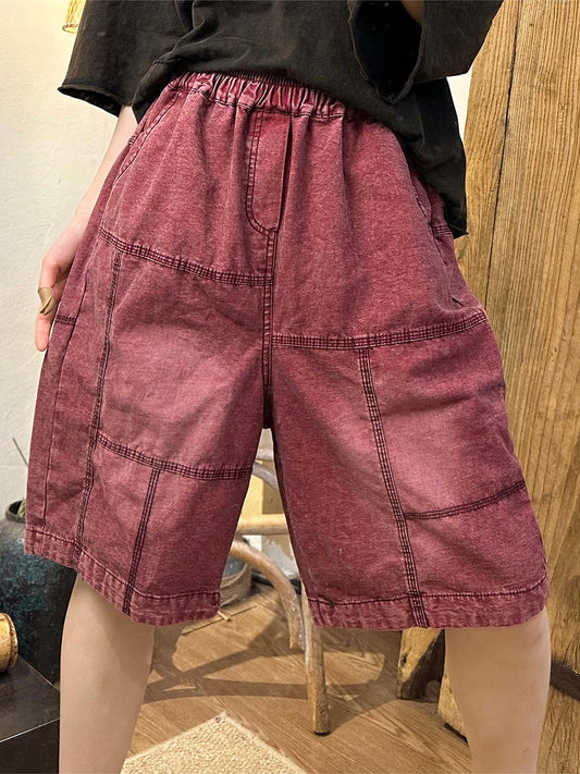 Summer Spliced Denim Short Pants Pp1024