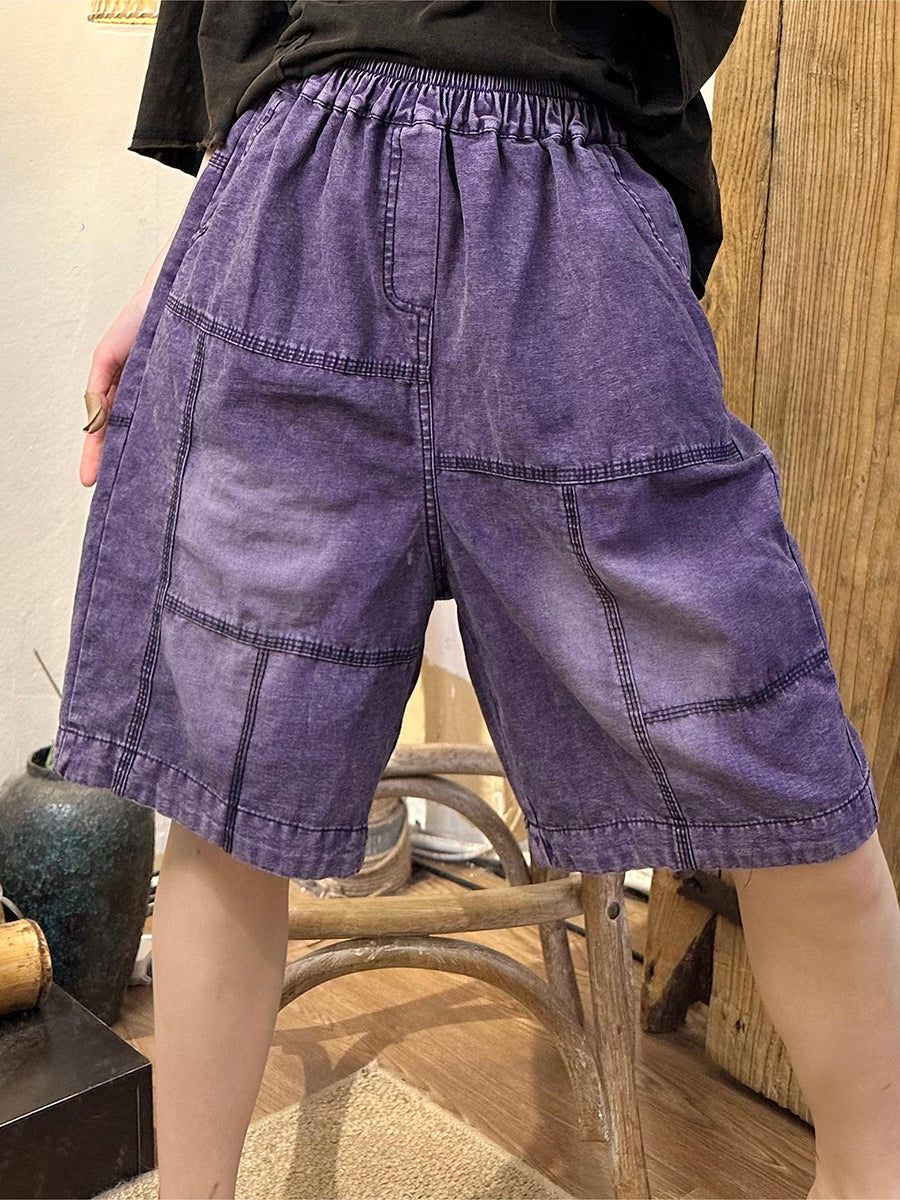 Summer Spliced Denim Short Pants Pp1024