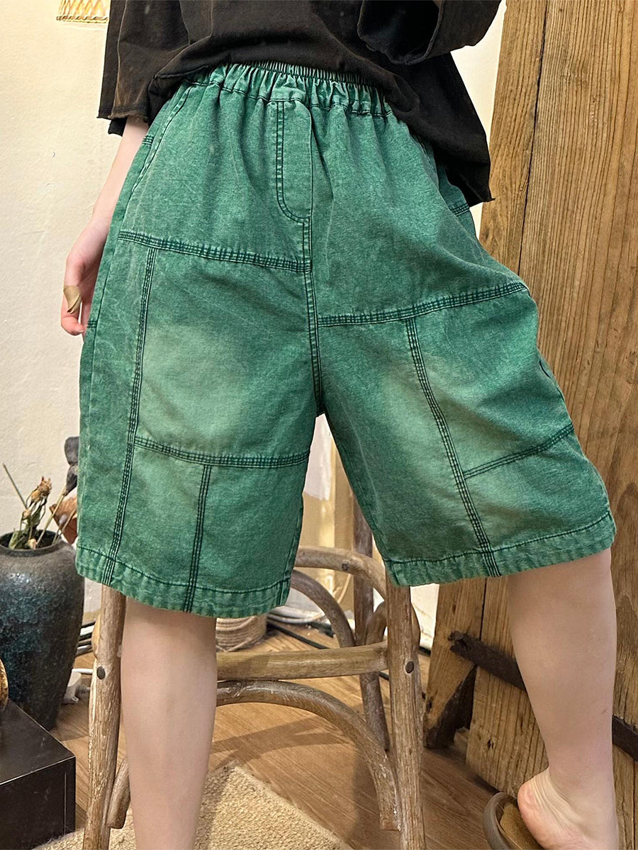 Summer Spliced Denim Short Pants Pp1024