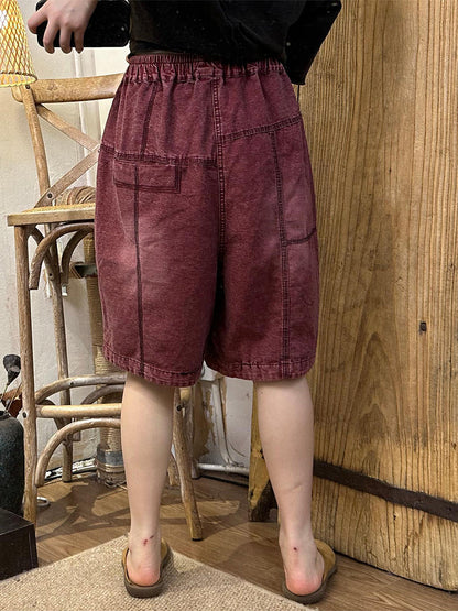 Summer Spliced Denim Short Pants Pp1024
