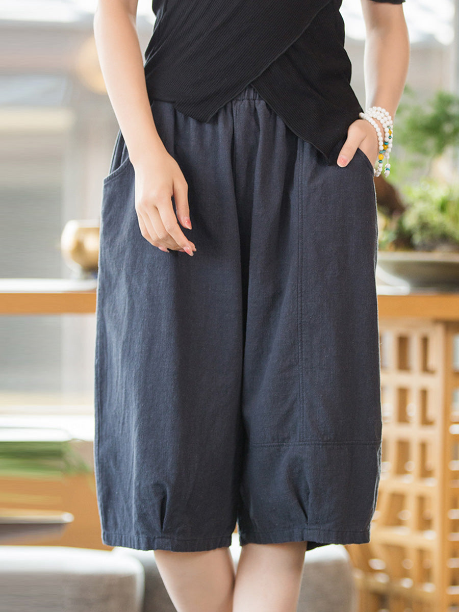 Summer Ramie Cotton Fifth Pants Hh032
