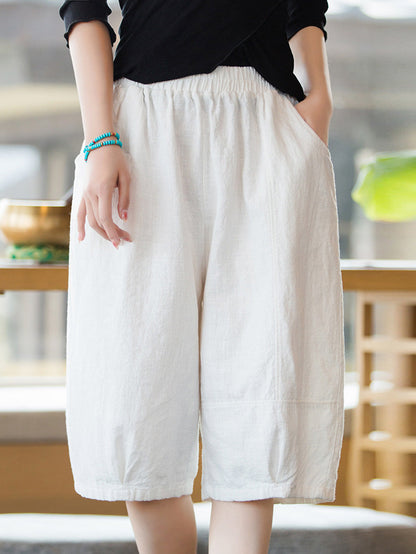 Summer Ramie Cotton Fifth Pants Hh032