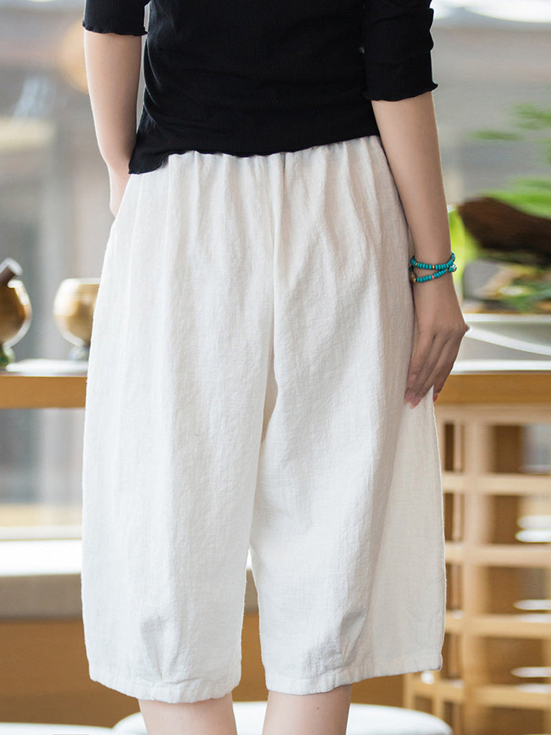 Summer Ramie Cotton Fifth Pants Hh032