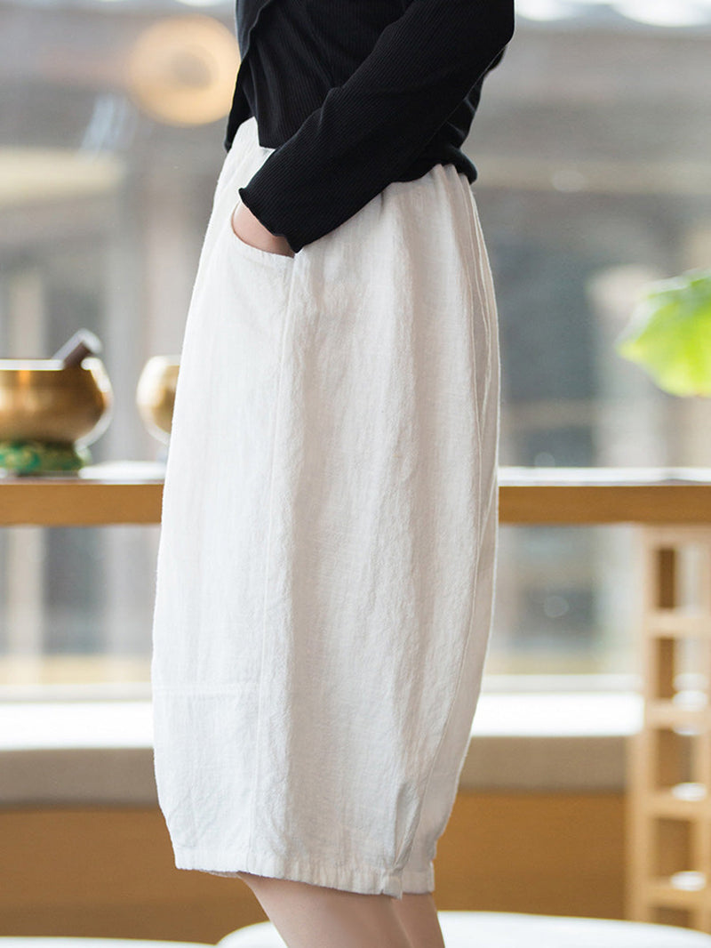 Summer Ramie Cotton Fifth Pants Hh032