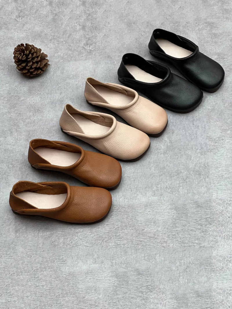 Summer Soft Leather Flat Shoes Hh022