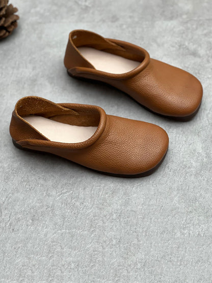 Summer Soft Leather Flat Shoes Hh022