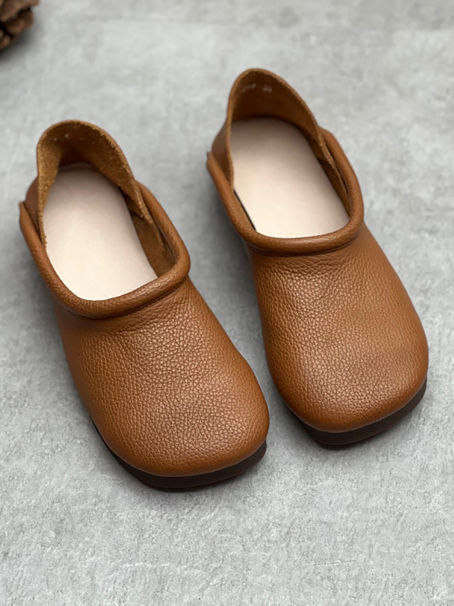 Summer Soft Leather Flat Shoes Hh022