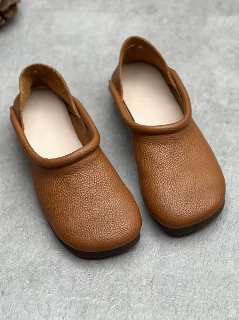 Summer Soft Leather Flat Shoes Hh022