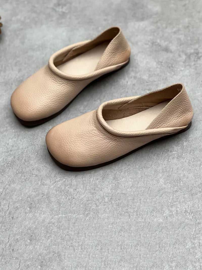 Summer Soft Leather Flat Shoes Hh022