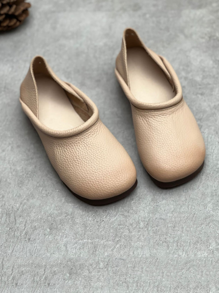 Summer Soft Leather Flat Shoes Hh022