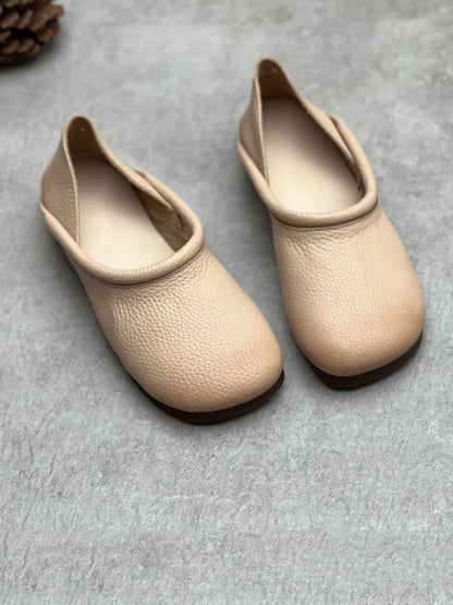Summer Soft Leather Flat Shoes Hh022