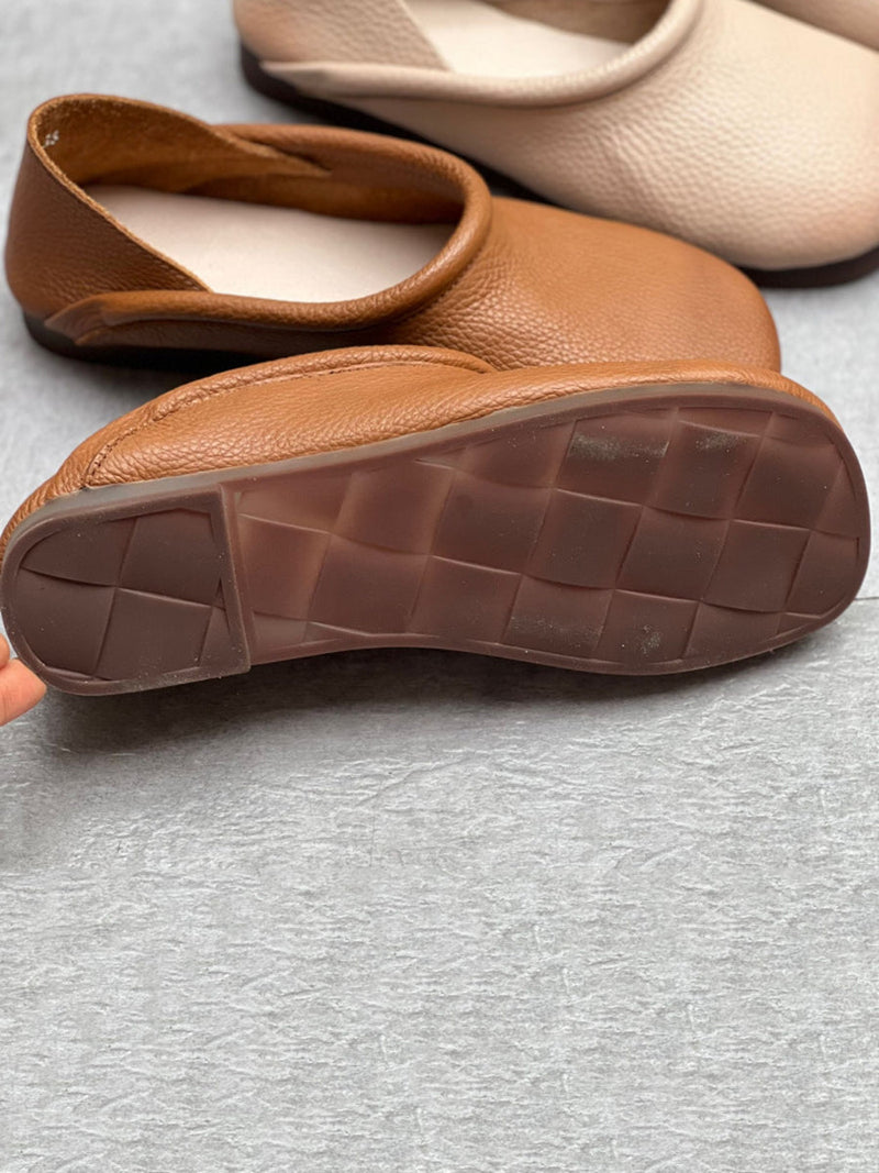 Summer Soft Leather Flat Shoes Hh022