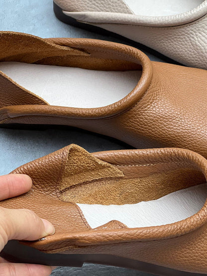 Summer Soft Leather Flat Shoes Hh022