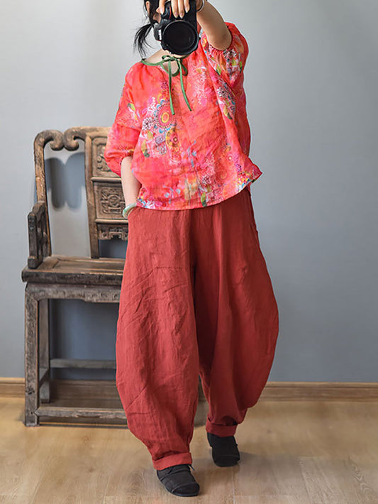 Summer Linen Harem Pants Ll029