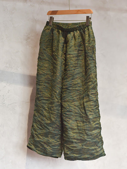 Summer Print Ramie Wide-leg Pants Ll047