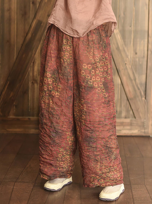 Summer Print Ramie Wide-leg Pants Ll047