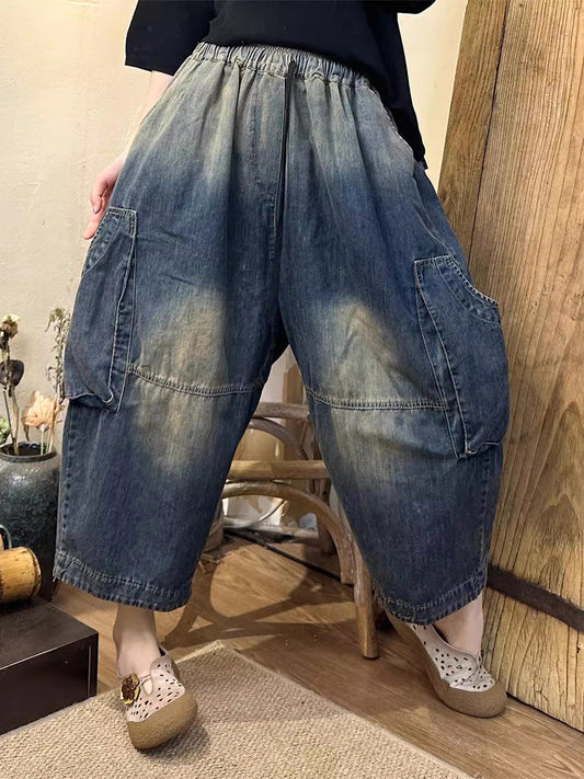 Summer Tie-dye Loose Denim Harem Pants Ll048