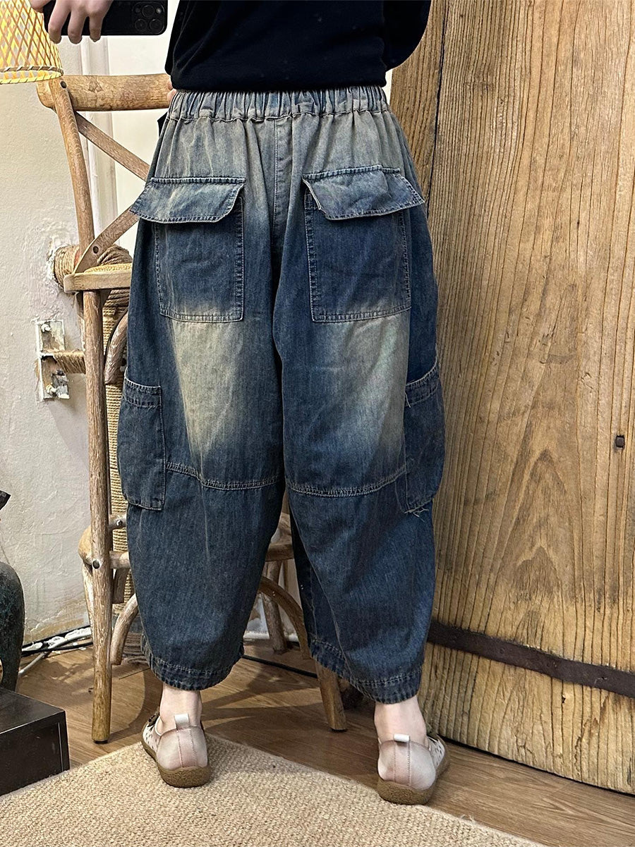 Summer Tie-dye Loose Denim Harem Pants Ll048