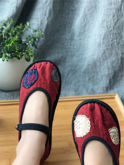 Summer Patch Embroidery Cotton Flat Shoes Ll015