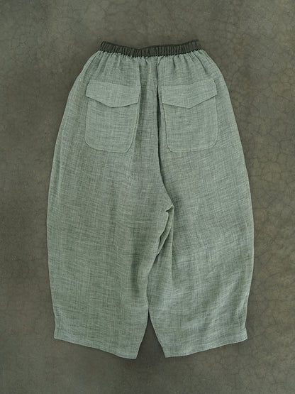 Summer Retro Loose Ramie Harem Pants Cc043