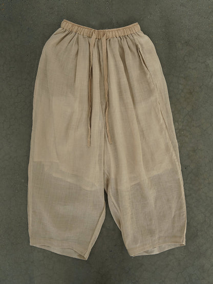 Summer Retro Loose Ramie Harem Pants Cc043