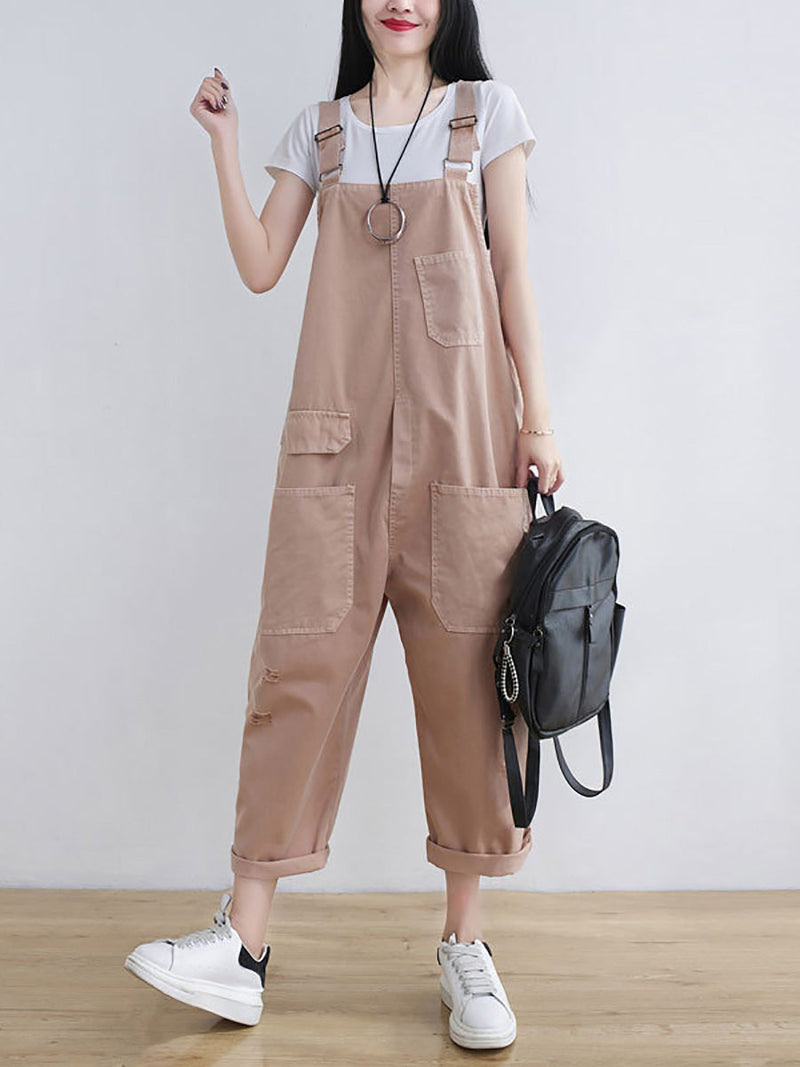 Summer Frayed Loose Jumpsuits Cc014