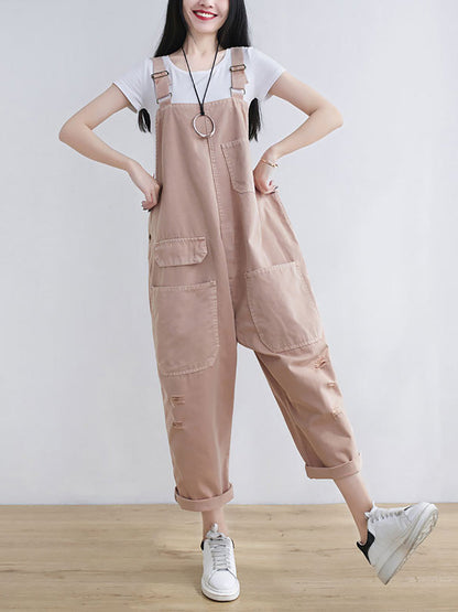Summer Frayed Loose Jumpsuits Cc014