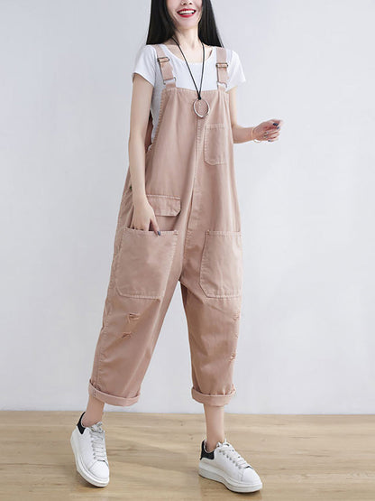 Summer Frayed Loose Jumpsuits Cc014
