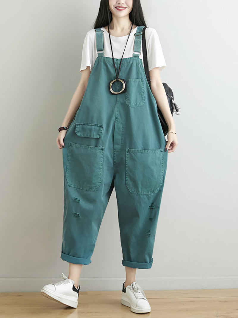 Summer Frayed Loose Jumpsuits Cc014