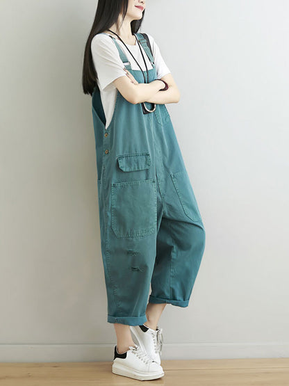 Summer Frayed Loose Jumpsuits Cc014