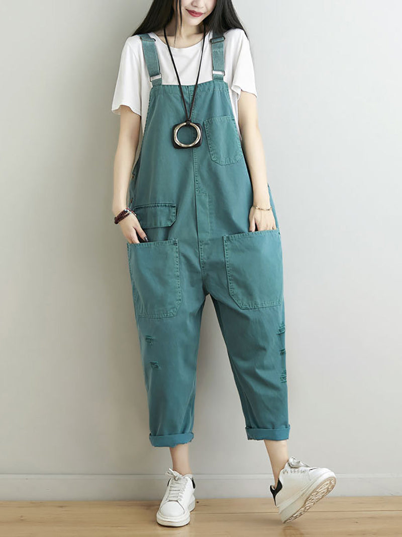 Summer Frayed Loose Jumpsuits Cc014