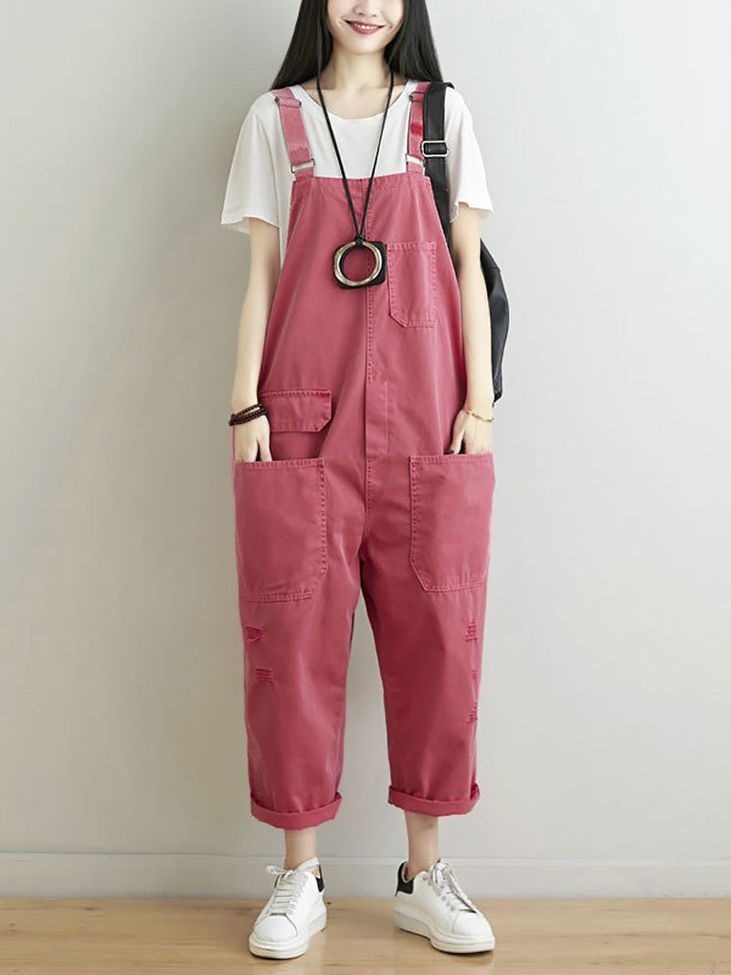 Summer Frayed Loose Jumpsuits Cc014