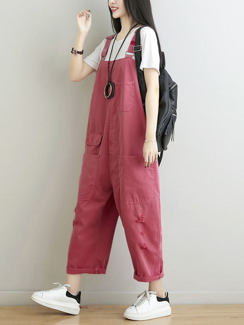Summer Frayed Loose Jumpsuits Cc014
