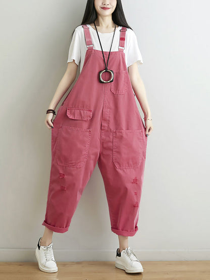 Summer Frayed Loose Jumpsuits Cc014