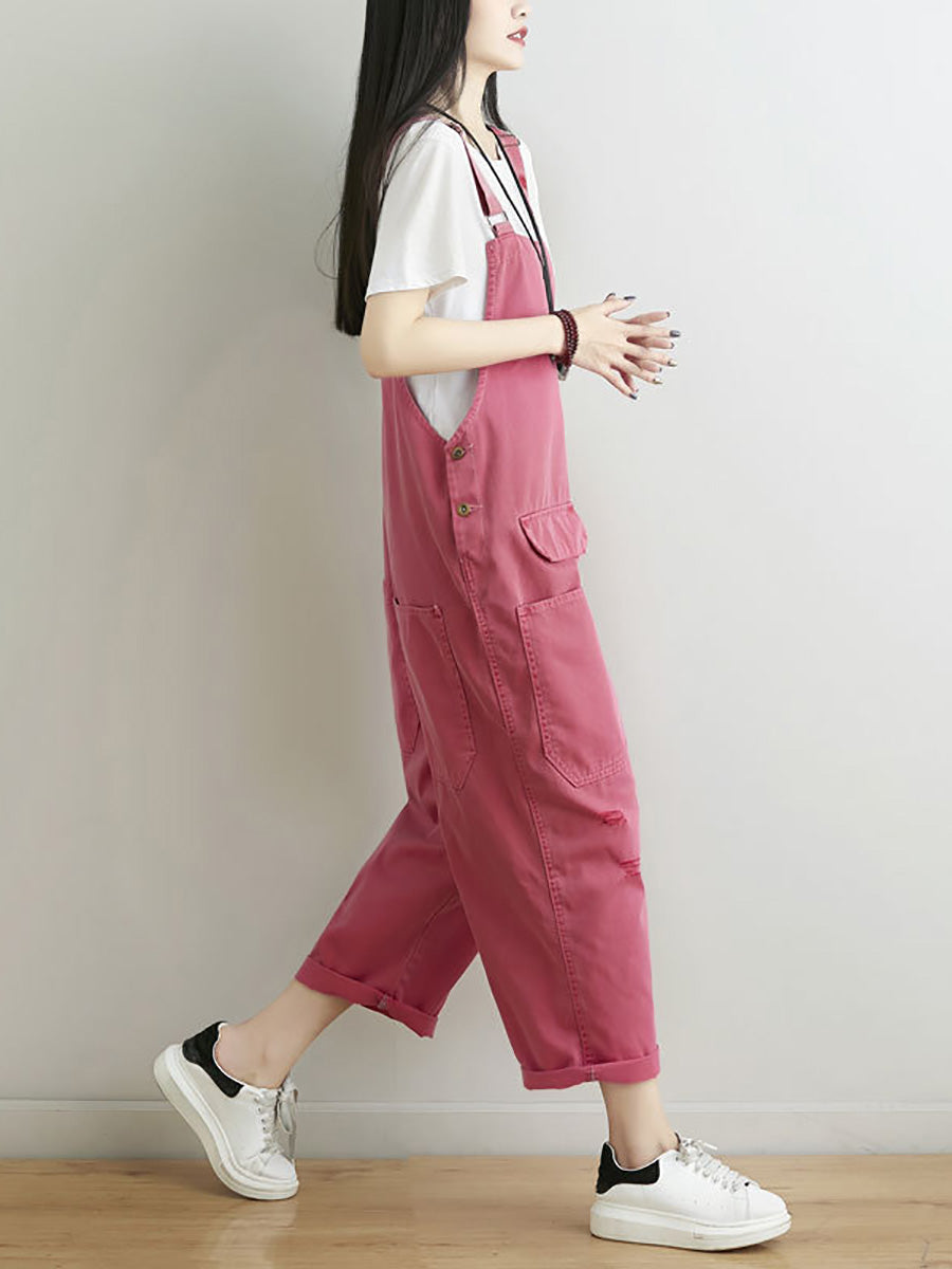 Summer Frayed Loose Jumpsuits Cc014